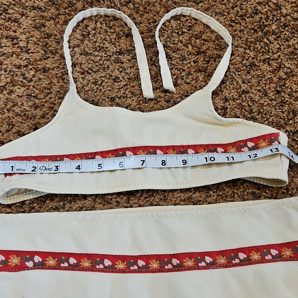 VINTAGE GIRLS KIDS White Bikini Set with Red Floral Trim SWIMSUIT 70s 80s - Picture 7 of 9